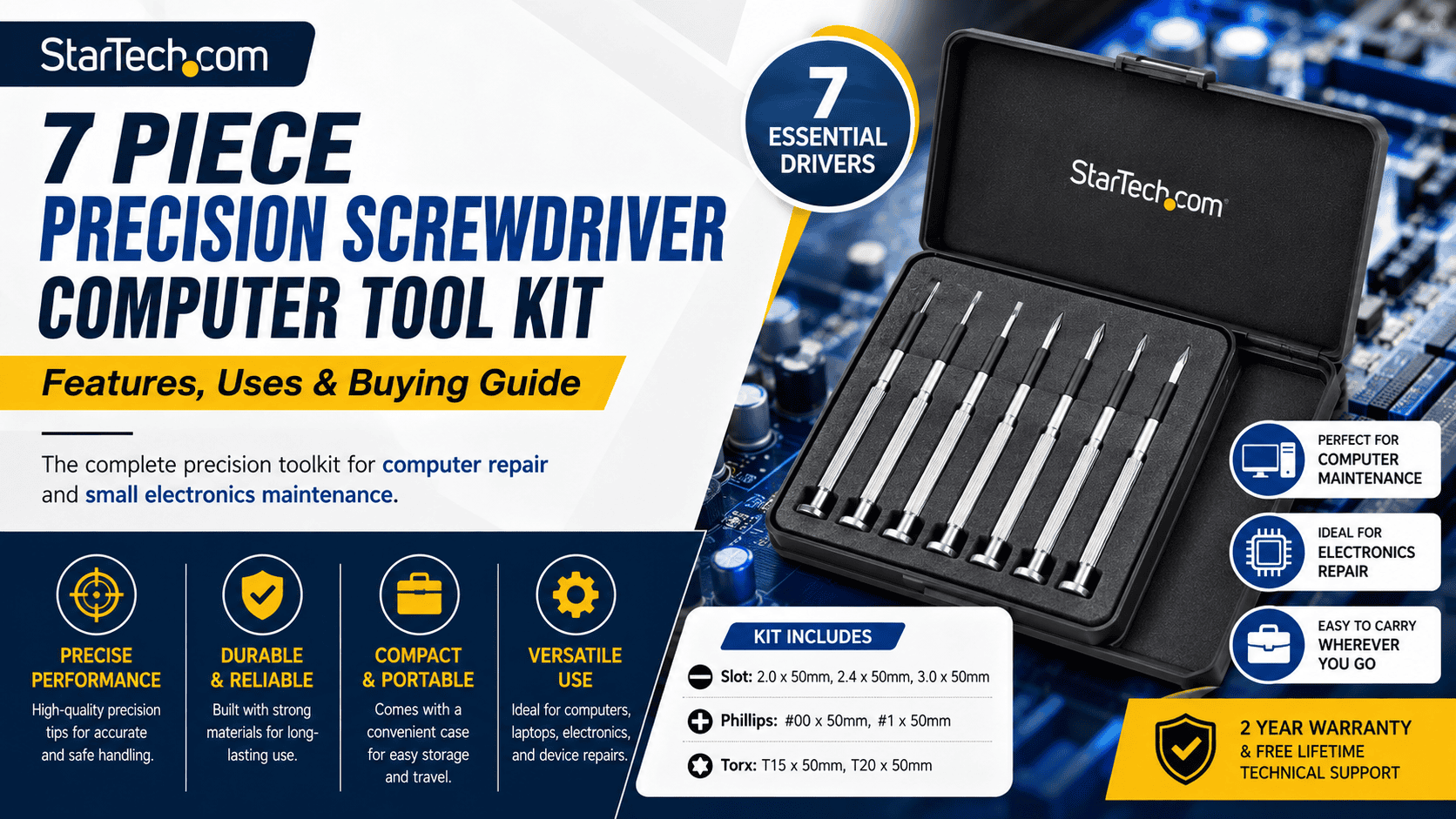 StarTech.com 7 Piece Precision Screwdriver Computer Tool Kit